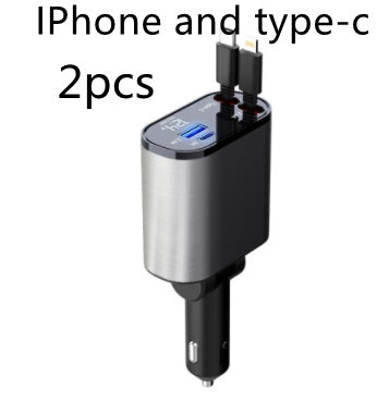 Metal Car Charger 100W Super Fast Charging Car USB And TYPE-C Adapter.