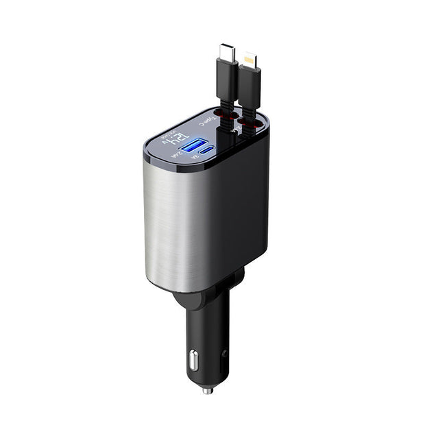 Metal Car Charger 100W Super Fast Charging Car USB And TYPE-C Adapter.