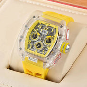 Transparent Six-hand Running Second Rotating Chassis Quartz Watch